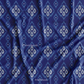 Navy Blue Ikat Digital Printed Fabric Material Wholesale Price